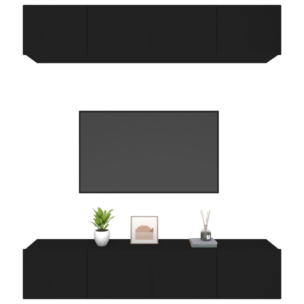 Meubles TV 4 pièces, noir, 80 x 30 x 30 cm, matériau à base de bois