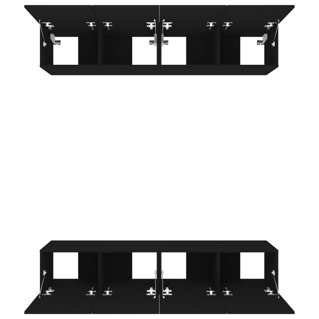 Meubles TV 4 pièces, noir, 80 x 30 x 30 cm, matériau à base de bois
