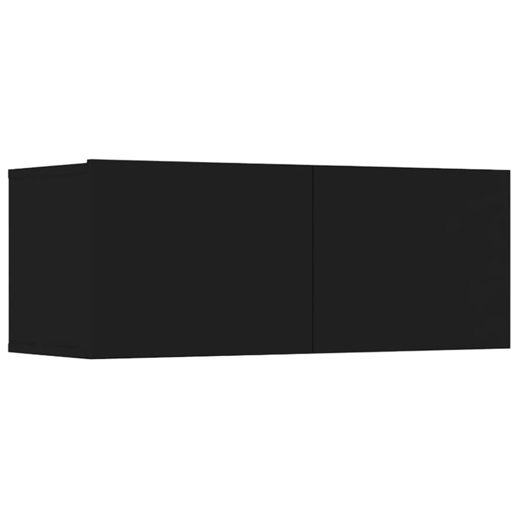 Meubles TV 4 pièces, noir, 80 x 30 x 30 cm, matériau à base de bois