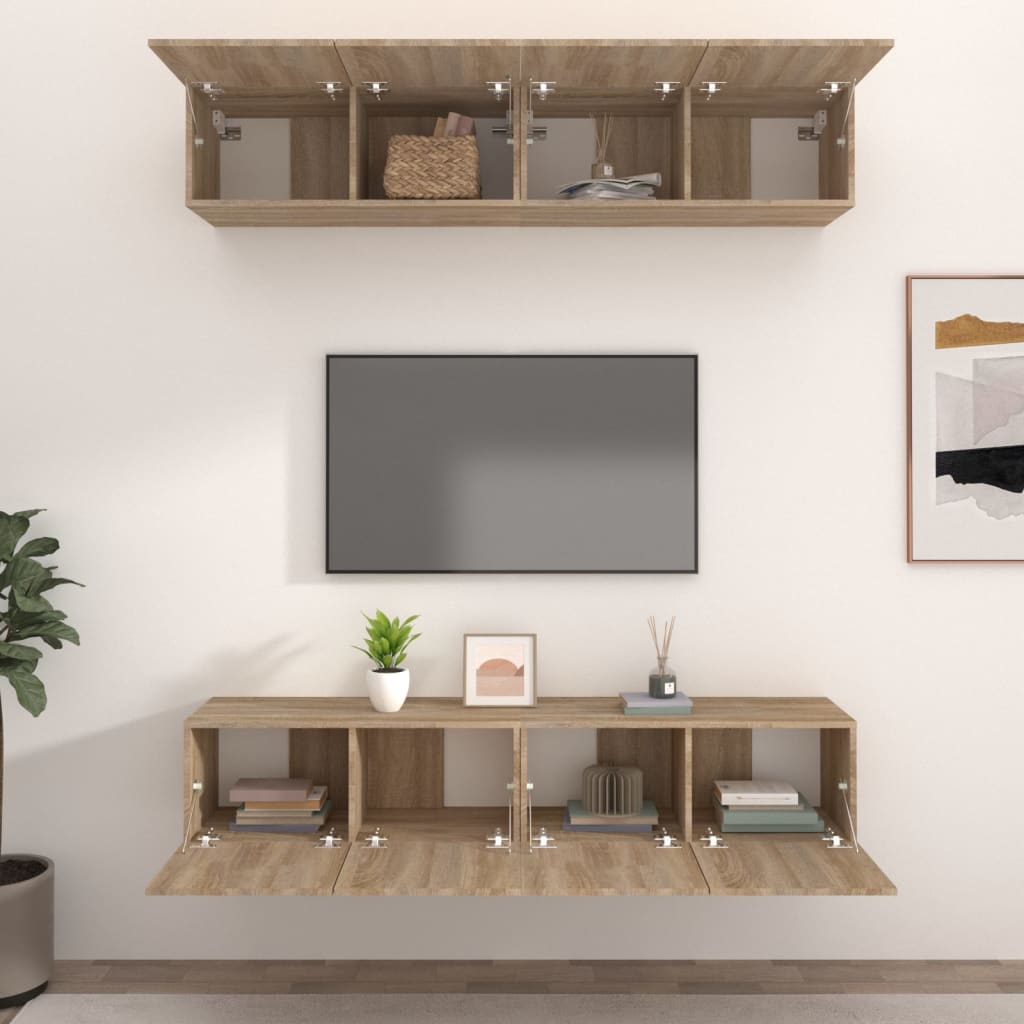 Meubles TV 4 pièces en chêne Sonoma 80 x 30 x 30 cm, matériau à base de bois