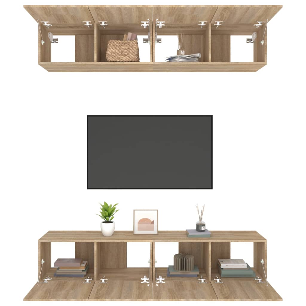 Meubles TV 4 pièces en chêne Sonoma 80 x 30 x 30 cm, matériau à base de bois