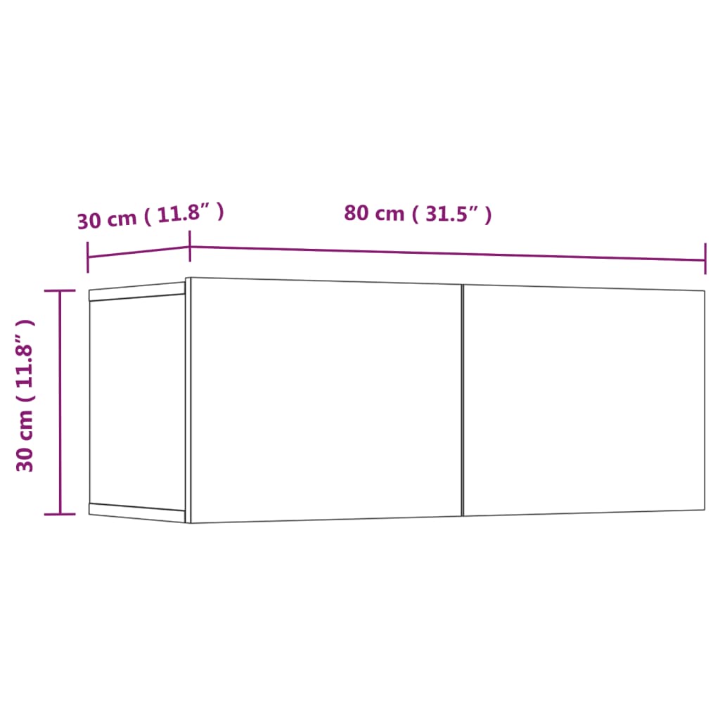 TV-Schränke 4 Stk. Grau Sonoma 80x30x30 cm Holzwerkstoff