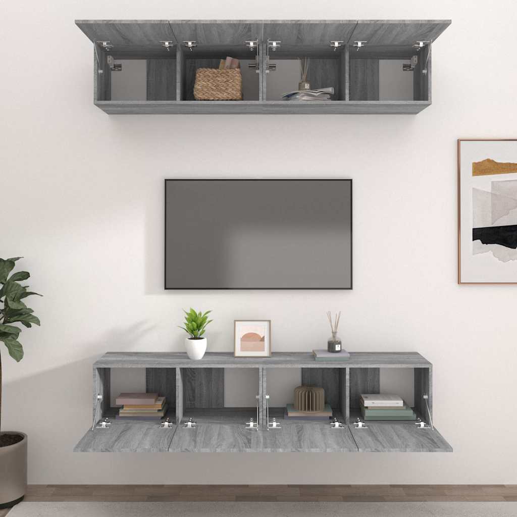 TV-Schränke 4 Stk. Grau Sonoma 80x30x30 cm Holzwerkstoff