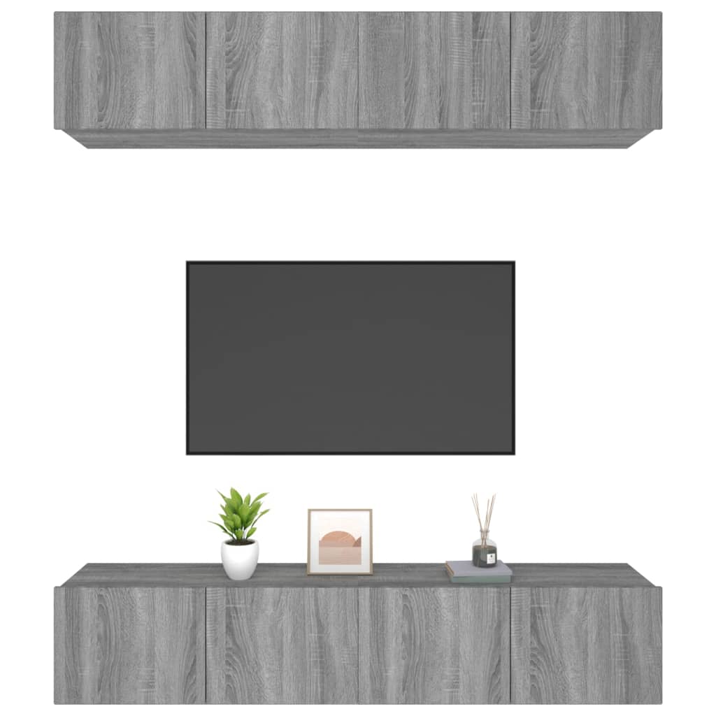 Meubles TV 4 pièces, gris Sonoma, 80 x 30 x 30 cm, matériau à base de bois