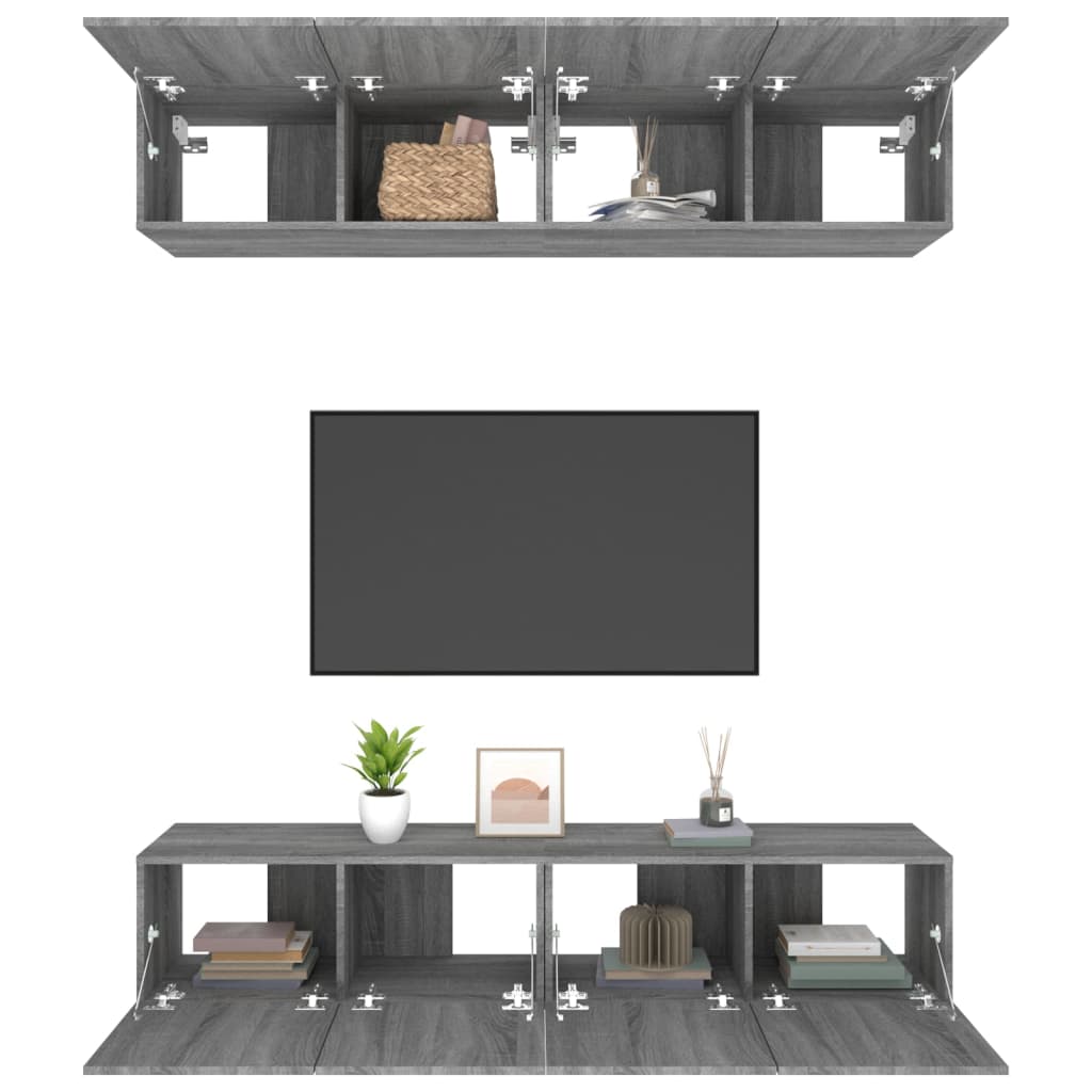 Meubles TV 4 pièces, gris Sonoma, 80 x 30 x 30 cm, matériau à base de bois