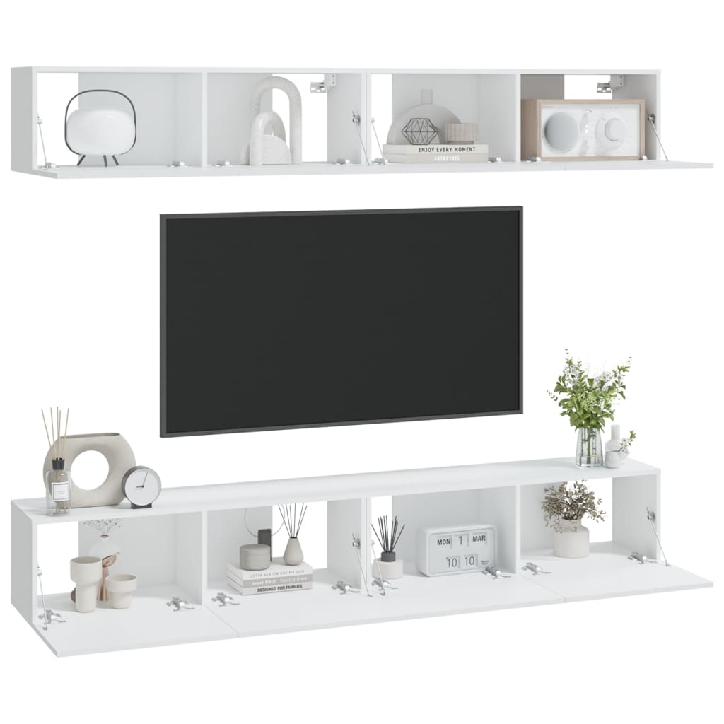 TV wall cabinets 4 pcs. White 100x30x30 cm