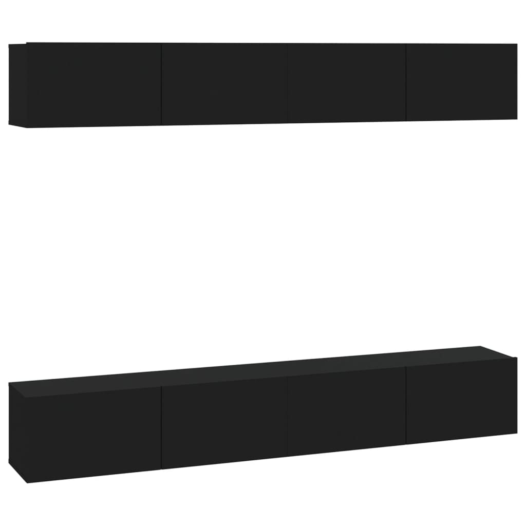 TV wall cabinets 4 pcs. Black 100x30x30 cm