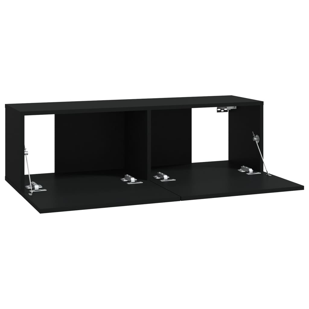 TV wall cabinets 4 pcs. Black 100x30x30 cm