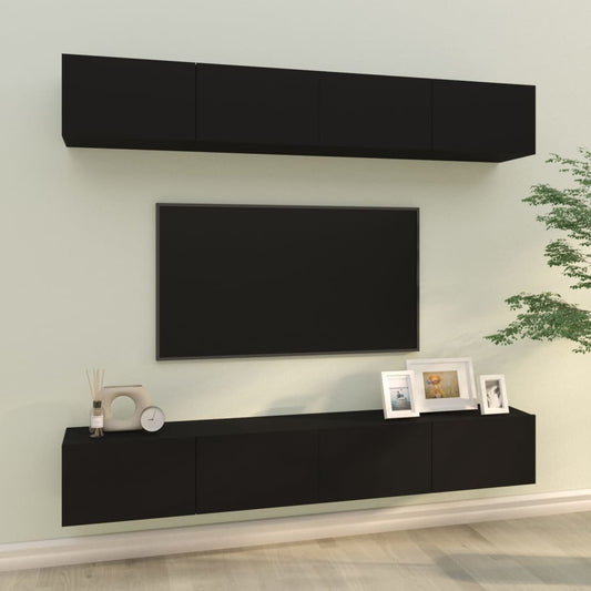 TV wall cabinets 4 pcs. Black 100x30x30 cm