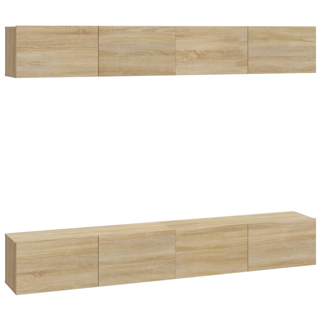 TV wall cabinets 4 pcs. Sonoma oak 100x30x30 cm