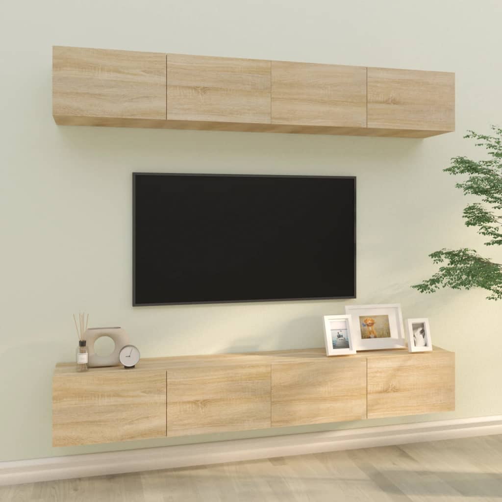 TV wall cabinets 4 pcs. Sonoma oak 100x30x30 cm