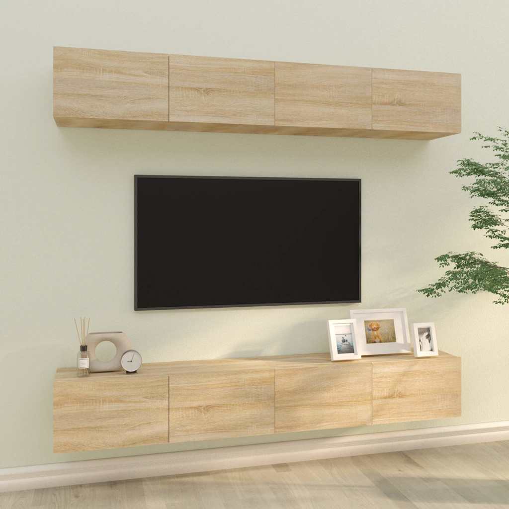 TV-Wandschränke 4 Stk. Sonoma-Eiche 100x30x30 cm