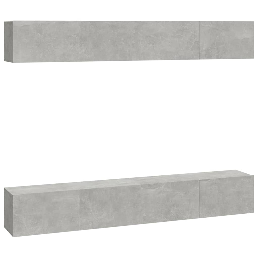 TV wall cabinets 4 pcs. Concrete grey 100x30x30 cm