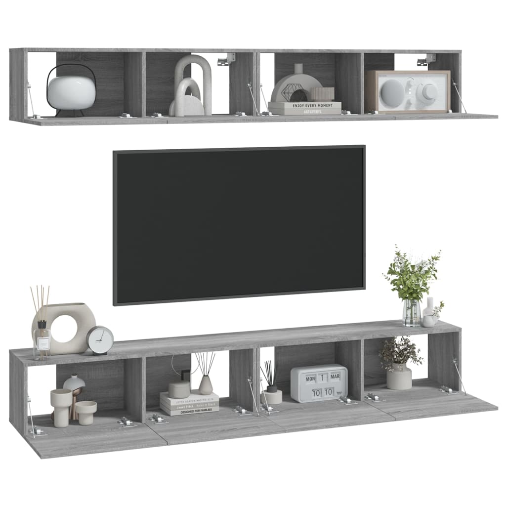 TV wall cabinets 4 pcs. Gray Sonoma 100x30x30 cm