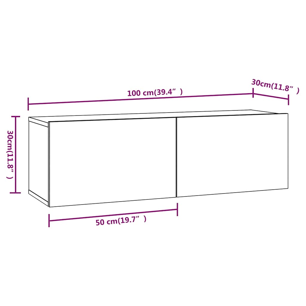 TV-Wandschränke 4 Stk. Grau Sonoma 100x30x30 cm