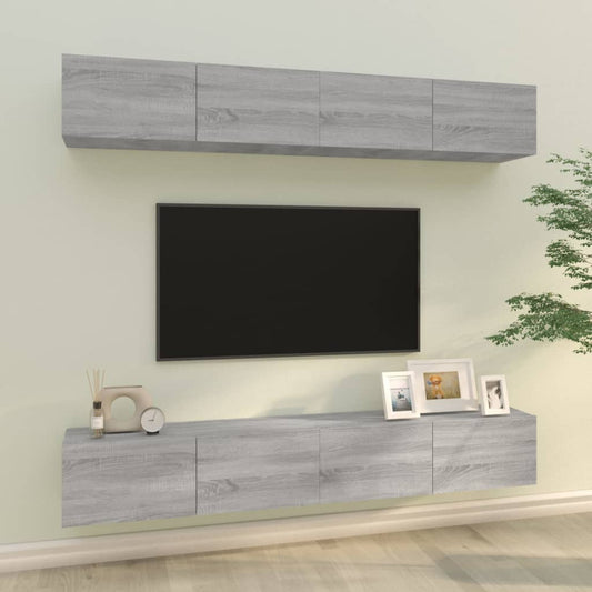 TV wall cabinets 4 pcs. Gray Sonoma 100x30x30 cm