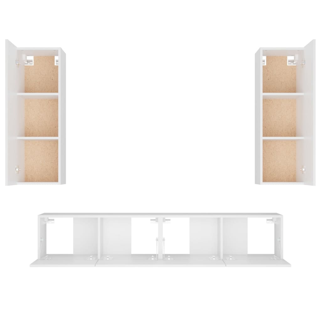 4-tlg. TV-Schrank-Set Weiß Holzwerkstoff