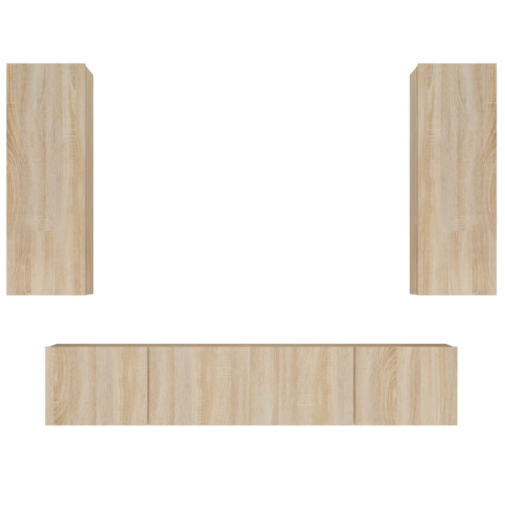 Ensemble de meubles TV 4 pièces en bois de chêne Sonoma