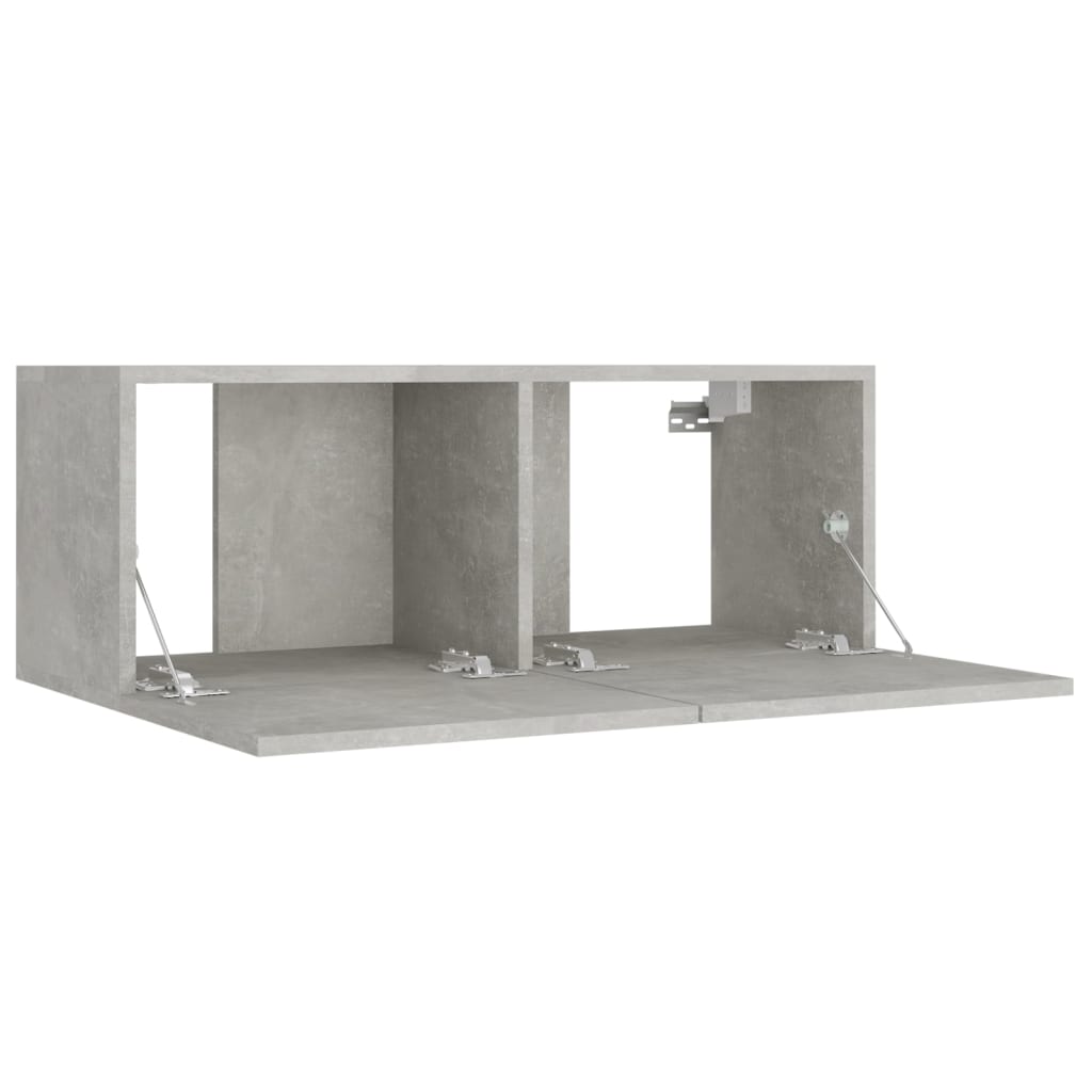 Ensemble de meubles TV 4 pièces en béton gris à base de bois