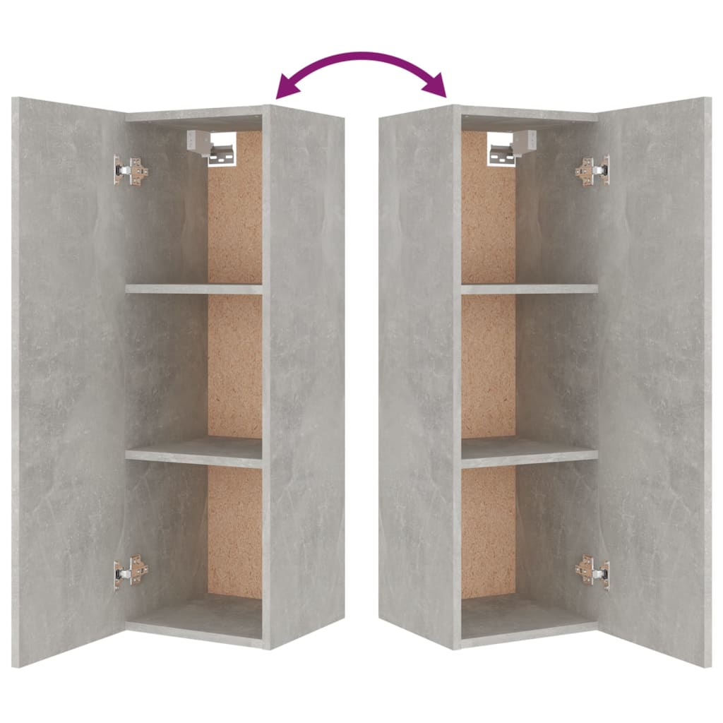 Ensemble de meubles TV 4 pièces en béton gris à base de bois