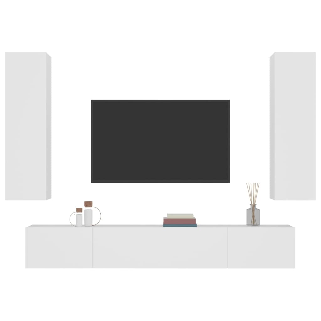 4-tlg. TV-Schrank-Set Weiß Holzwerkstoff