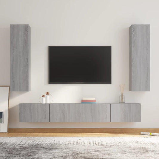 Ensemble de meubles TV 4 pièces, en bois de Sonoma gris