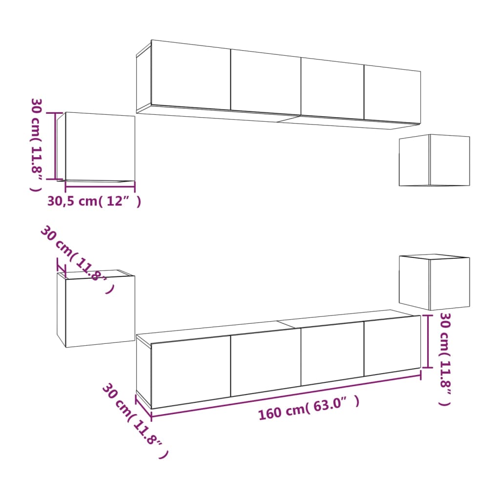 8-tlg. TV-Schrank-Set Sonoma-Eiche Holzwerkstoff