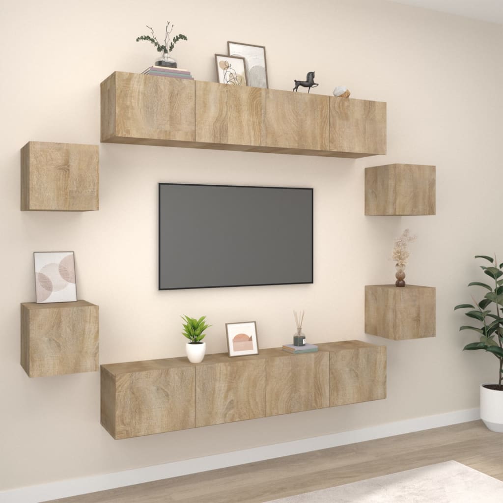 8-tlg. TV-Schrank-Set Sonoma-Eiche Holzwerkstoff
