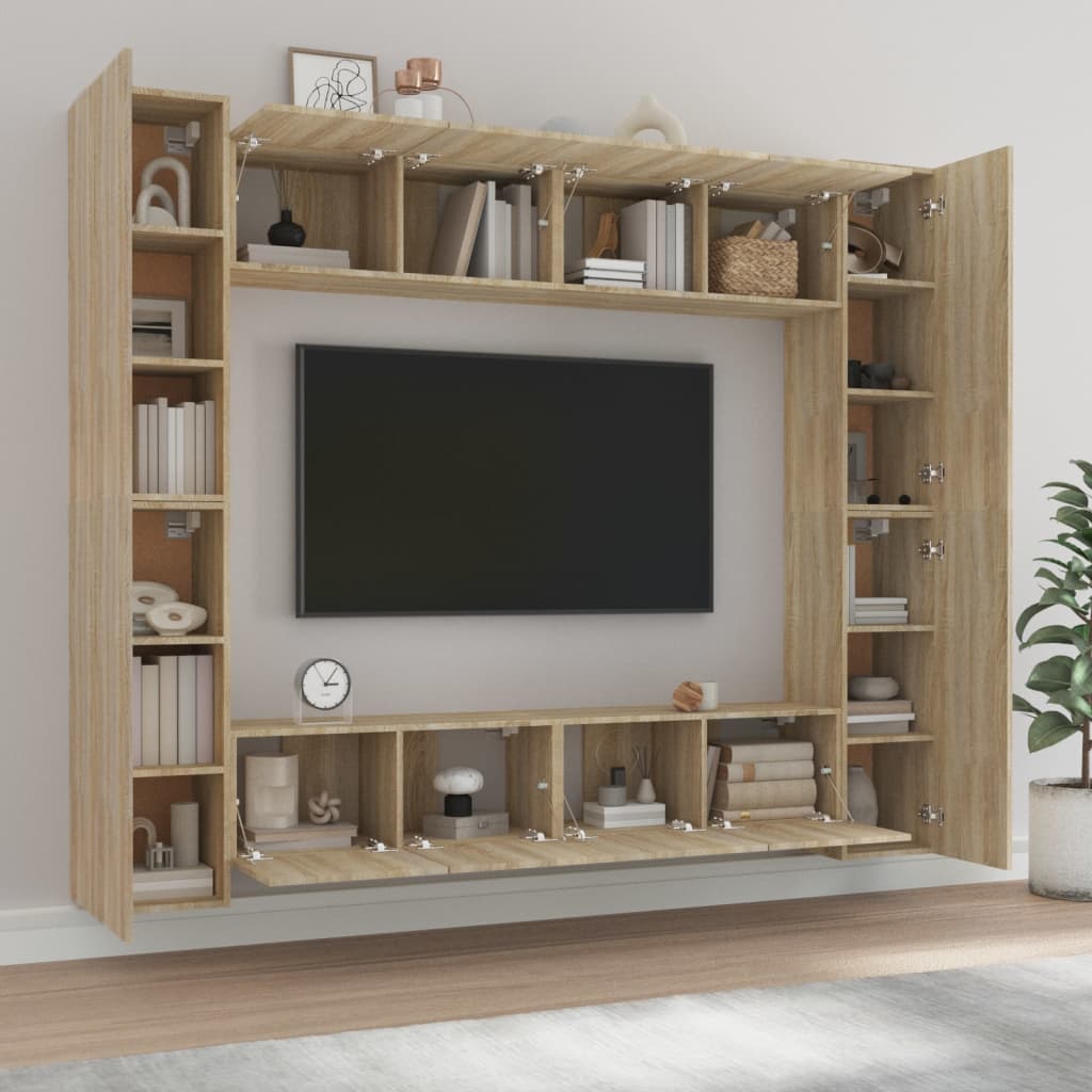 8-piece TV cabinet set Sonoma oak wood material