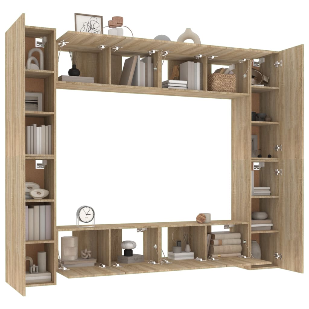 8-piece TV cabinet set Sonoma oak wood material