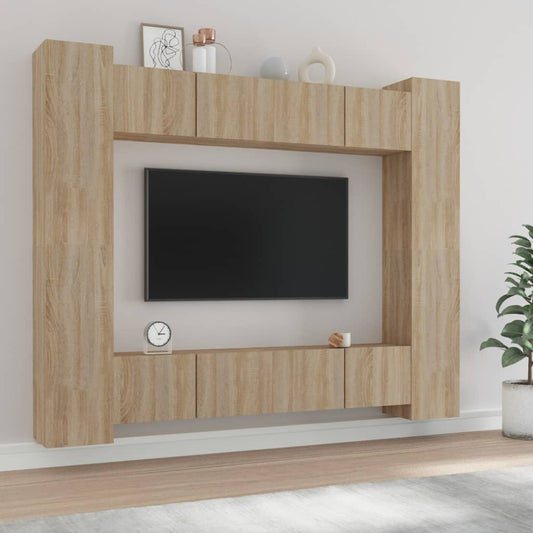 Ensemble de meubles TV 8 pièces en bois de chêne Sonoma
