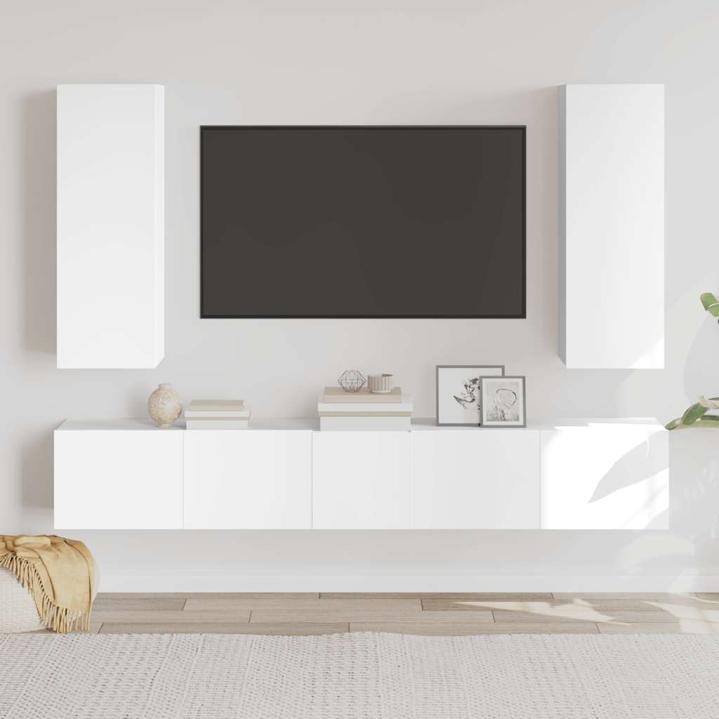5-tlg. TV-Schrank-Set Weiß Holzwerkstoff