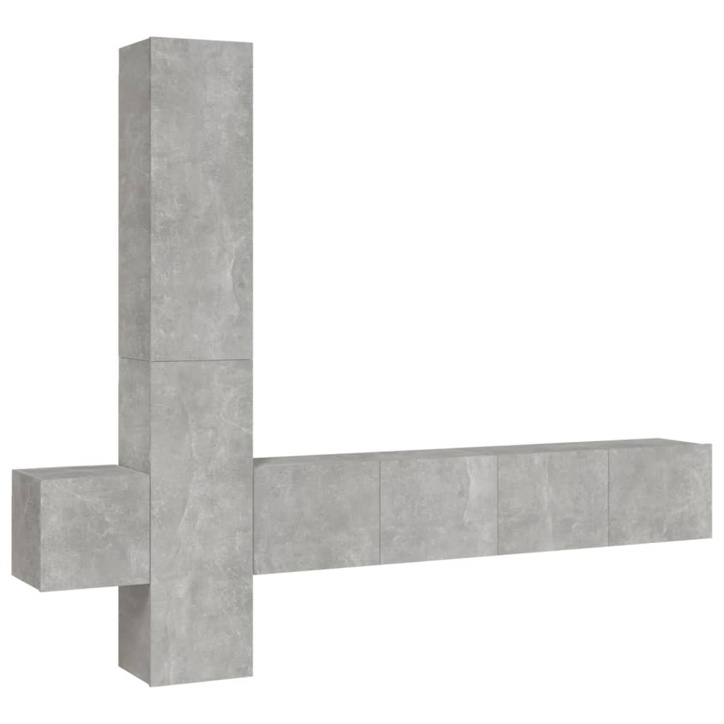 Ensemble de meubles TV 5 pièces en béton gris à base de bois