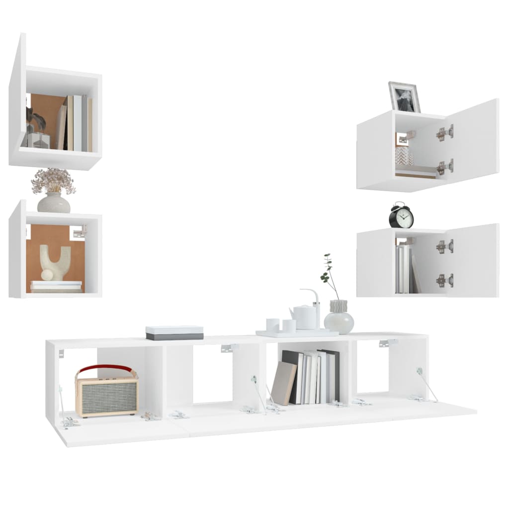 Ensemble de meubles TV 6 pièces en bois blanc
