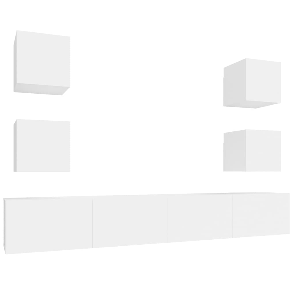 Ensemble de meubles TV 6 pièces en bois blanc