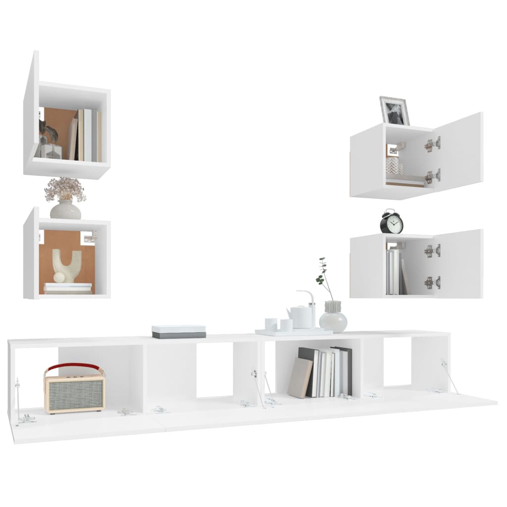 Ensemble de meubles TV 6 pièces en bois blanc