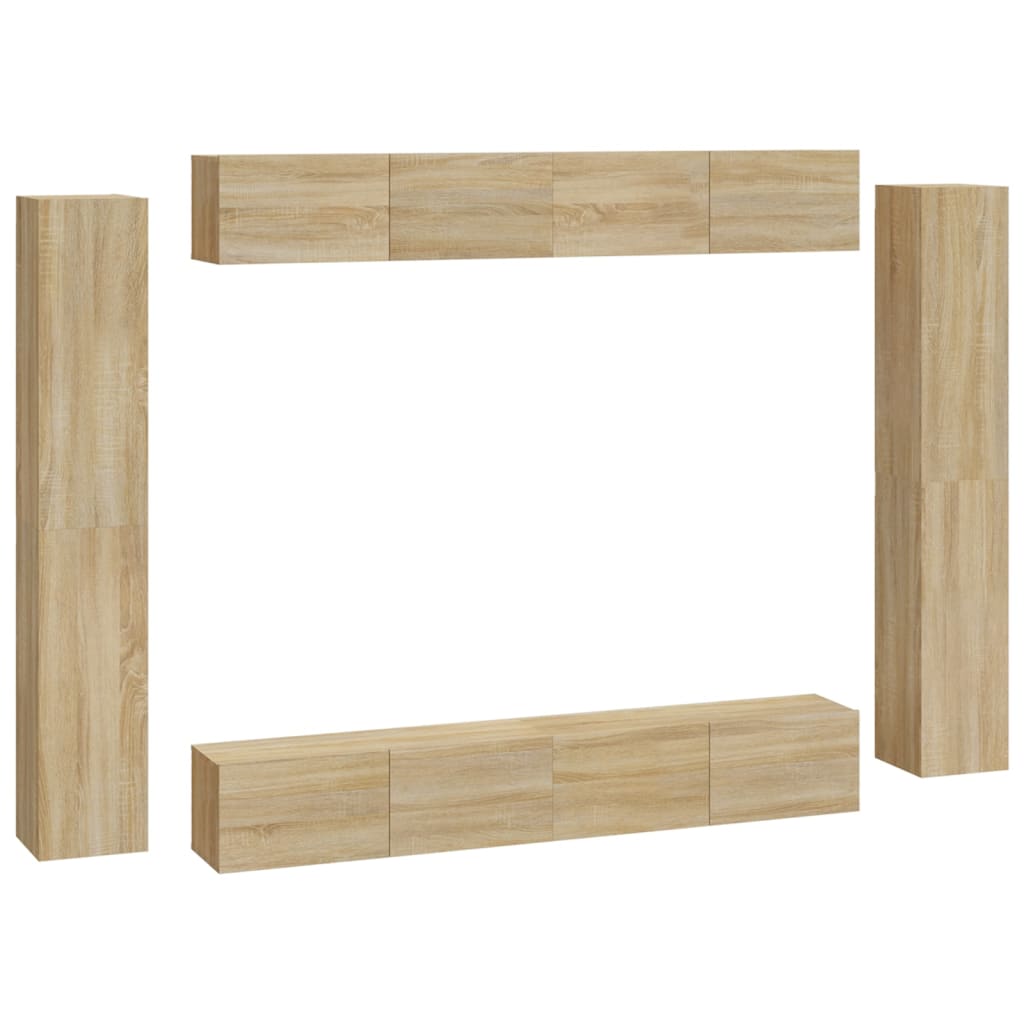 8-piece TV cabinet set Sonoma oak wood material