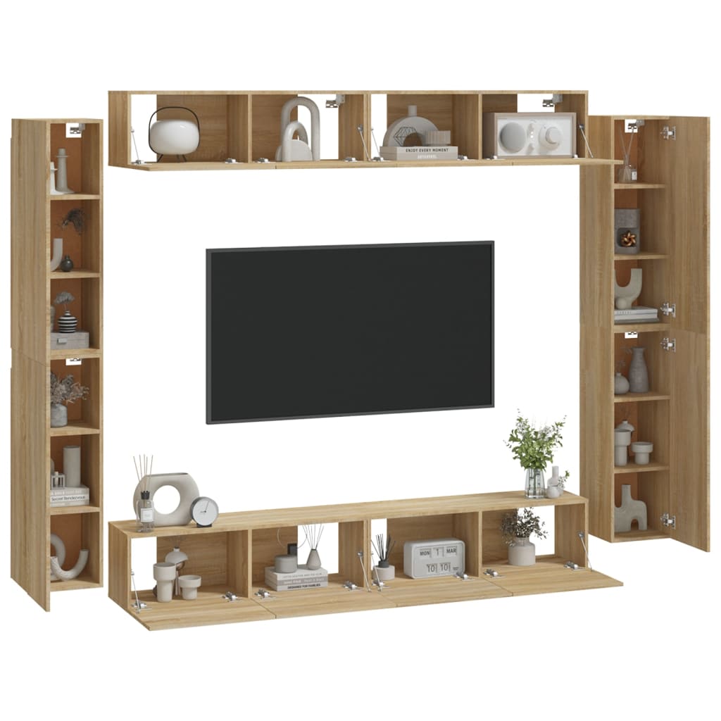 8-piece TV cabinet set Sonoma oak wood material