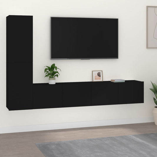 Ensemble de meubles TV 4 pièces en bois noir