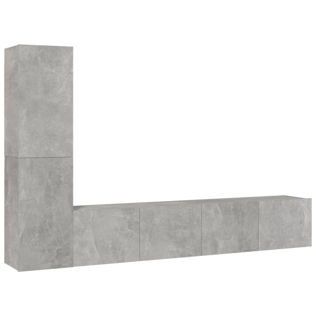 4-tlg. TV-Schrank-Set Betongrau Holzwerkstoff