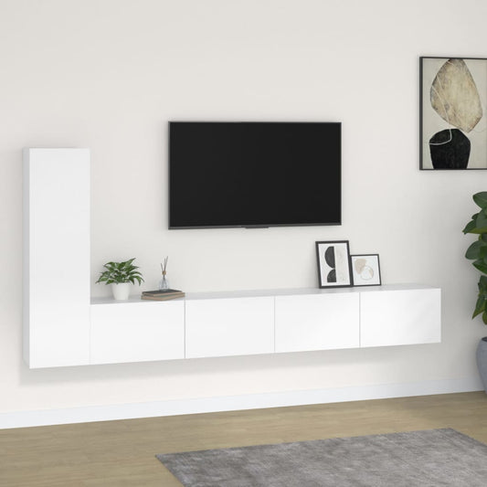 Ensemble de meubles TV 3 pièces en bois blanc
