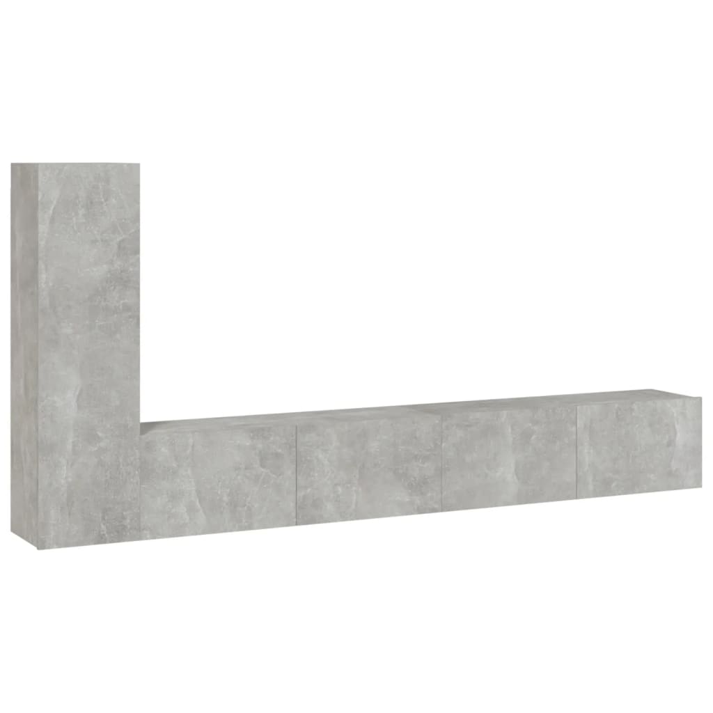 Ensemble de meubles TV 3 pièces en béton gris à base de bois