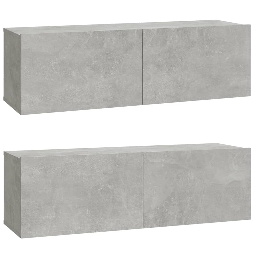 Ensemble de meubles TV 3 pièces en béton gris à base de bois