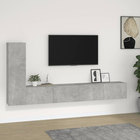 Ensemble de meubles TV 3 pièces en béton gris à base de bois