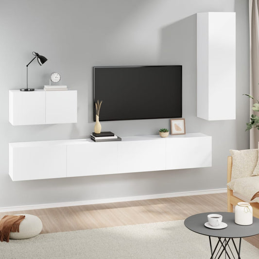 Ensemble de meubles TV 4 pièces en bois blanc