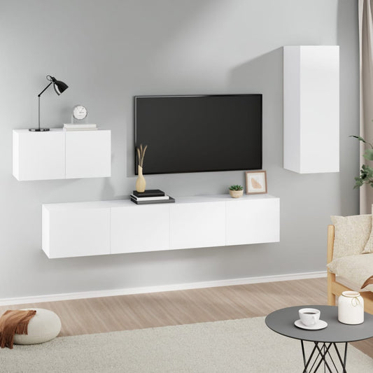 Ensemble de meubles TV 4 pièces en bois blanc