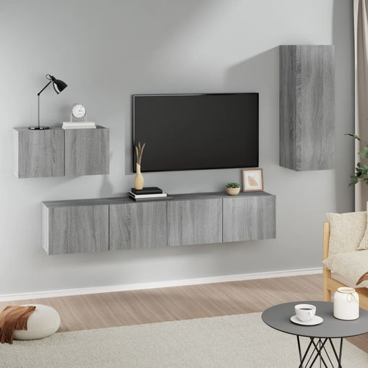 Ensemble de meubles TV 4 pièces, en bois de Sonoma gris