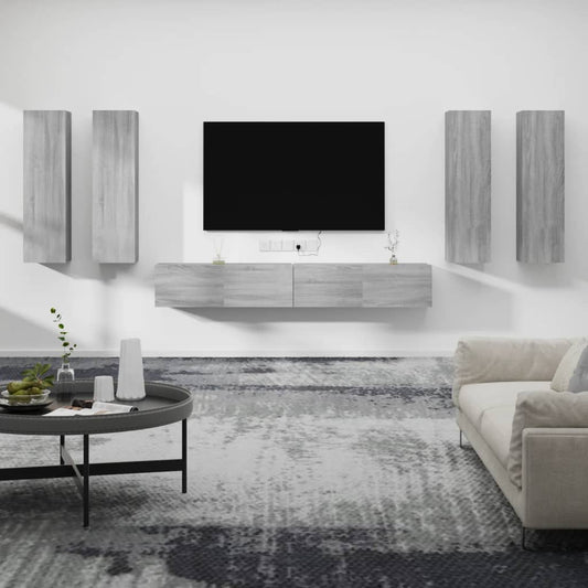 Ensemble de meubles TV 6 pièces, en bois de Sonoma gris