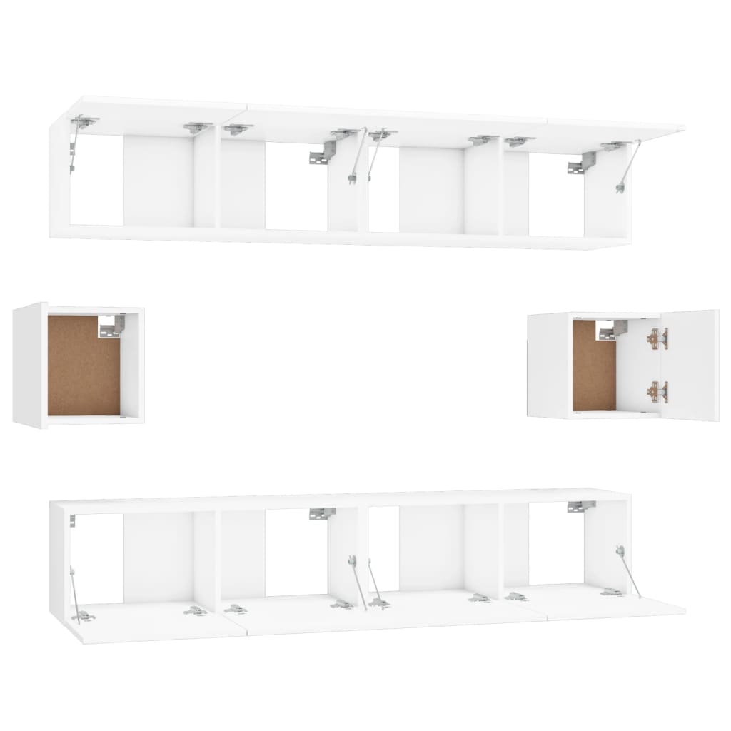 Ensemble de meubles TV 6 pièces en bois blanc