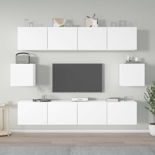 Ensemble de meubles TV 6 pièces en bois blanc